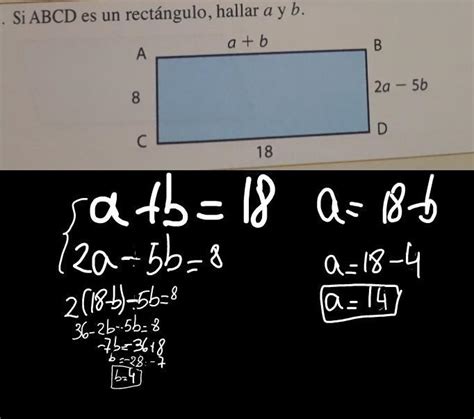 Si ABCD es un rectángulo hallar a y b Brainly lat