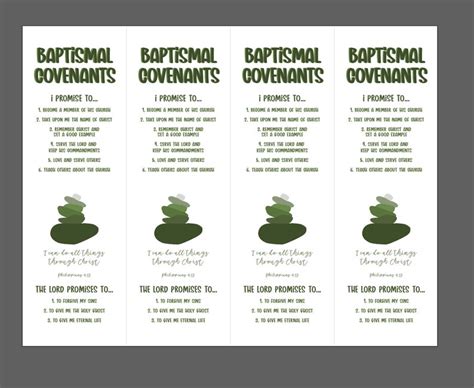 LDS Baptismal Covenants Bookmark Etsy