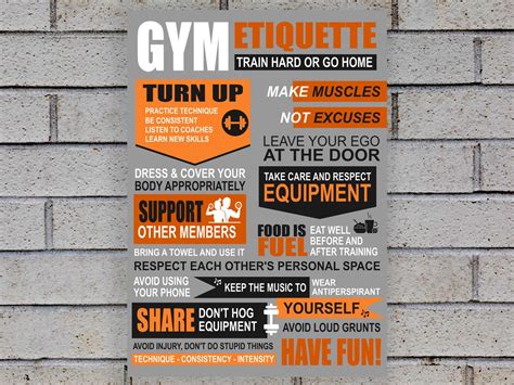 Gym Etiquette A3 Rules Adhesive Sign Etsy Uk