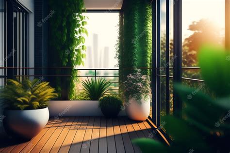 Free Photo | A balcony with plants on the balcony