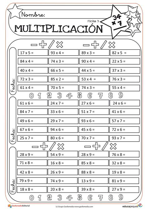 Ejercicios De Multiplicaci N Y Divisi N Para Primaria Fichas De