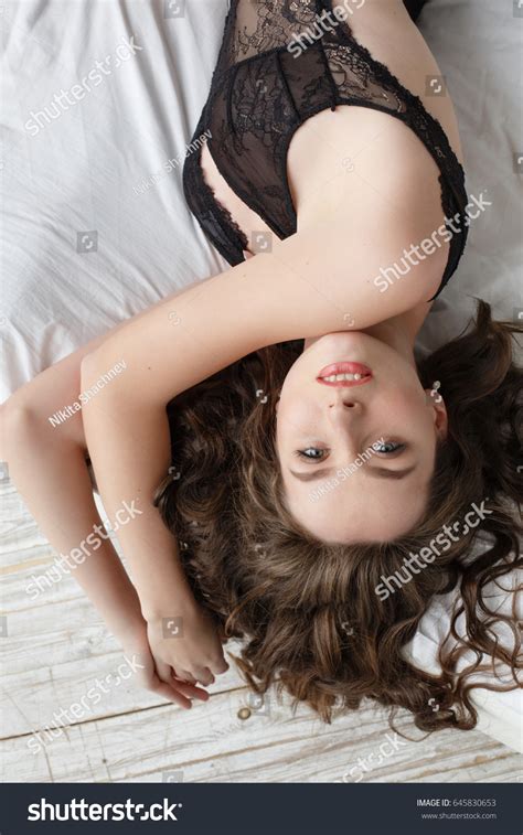 Sexy Brunette Bed Underwear Stock Photo Shutterstock