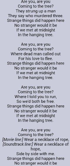 The hanging tree lyrics | Hunger games quotes, Hunger games lyrics ...