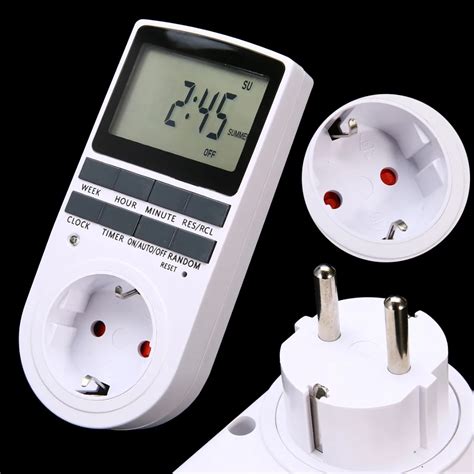 Electronic Digital Timer Switch Socket EU Plug in Programmable 7 Day 12 ...