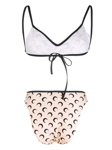 Marine Serre Bikini Mit Sichelmond Print Nude Farfetch De