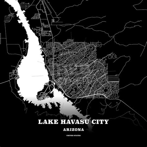 Black Map Poster Template Of Lake Havasu City Arizona United States