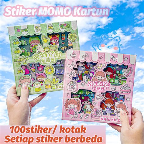 Jual Stiker 100 Lembar Sticker Momo Kartun Korea Lucu Anti Air Sticker
