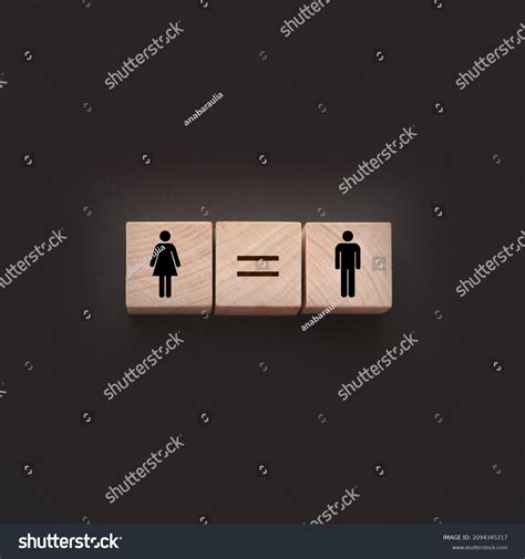 Concepts Gender Equality Wooden Cubes Female Stock Photo 2094345217