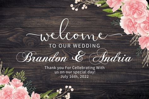 Wooden Floral Wedding Welcome Sign Template Postermywall