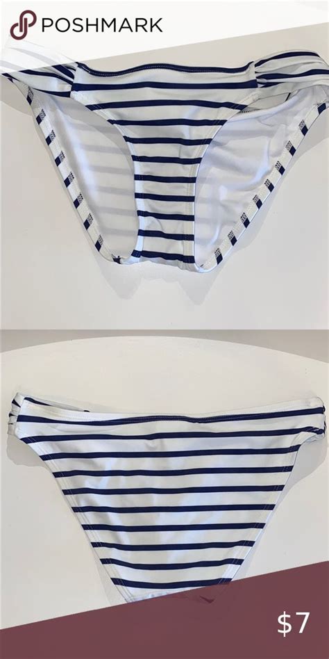 Navy White Striped Bikini Bottoms Cute Stripped Bikini Bottoms Perfect To Match With Navy Or