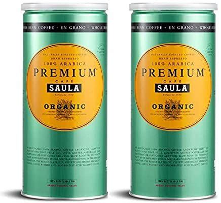 Café Saula grano Pack 2 botes de 500 gr Premium Ecológico 100