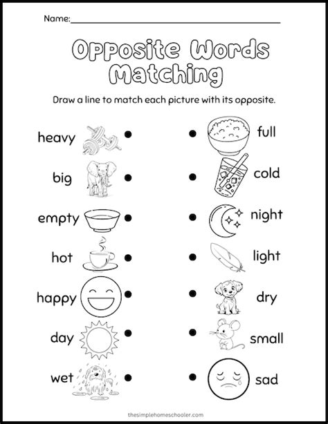 8 Free Opposite Words Worksheets For Kindergarten Easy Print The