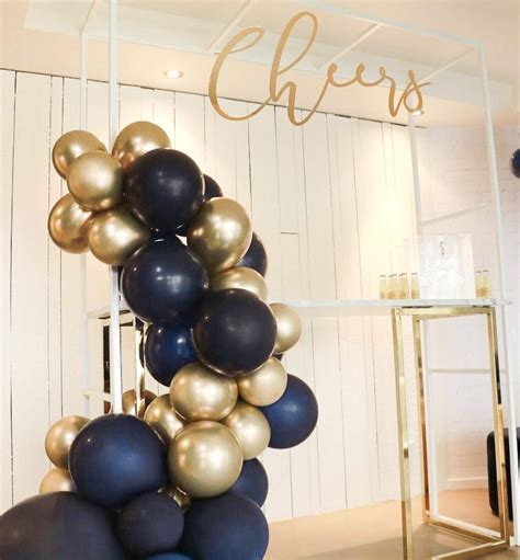 PartyWoo Navy And Gold Balloon Arch Kit 67 Pcs Of 5 Gold Leaves Giant