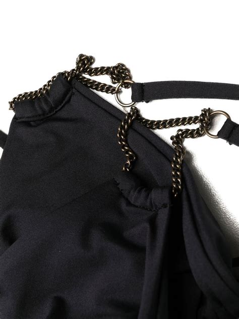 Saint Laurent Chain Link Detail Bikini Top Black FARFETCH