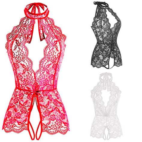 Promo Sexy Lingerie Lace Premium Quality Jumpsuit Lingere Open Crotch N Bra Hitam Jakarta