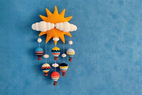 Hot Air Balloon Mobile Crochet Pattern Amigurumi Nursery Decor PDF