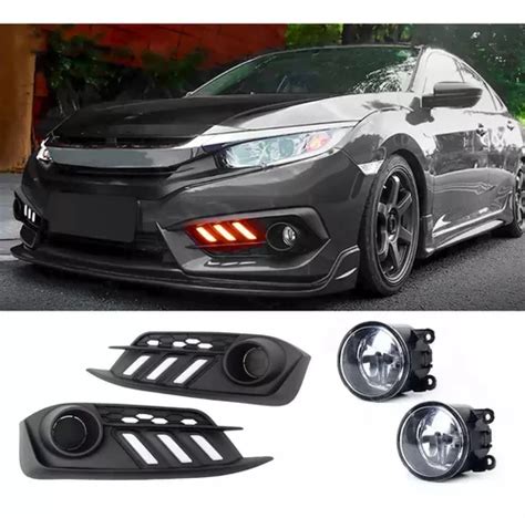 Drl Y Faros De Niebla Honda Civic 2016 2018 Kit 4 Piezas Cuotas Sin