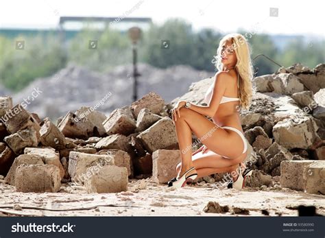 Стоковая фотография 93580990 Sexy Ass Woman Posing Ruins Shutterstock