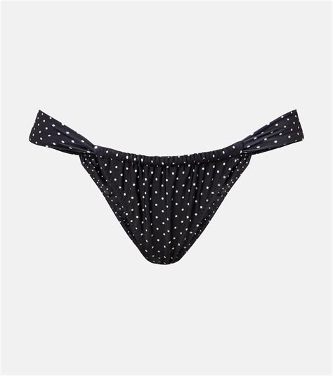 Polka Dot Ruched Bikini Bottoms In Black Same Mytheresa