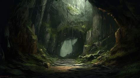 Premium AI Image | A mysterious cave with hidden secrets inside