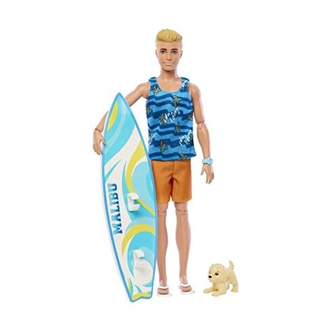 Barbie Coffret Surf Ken Poup E Ken Blonde Articul E Planche De Sur
