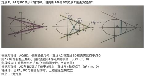基于极点极线理论对椭圆特定内接四边形对角线交点为定点的证明方法 哔哩哔哩