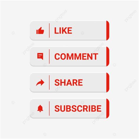 Like Comment Share Subscribe Web Sharing Buttons Vector Like Button