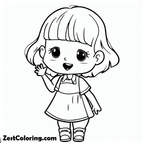 Cute Little Girl Say Hello Coloring Page Coloring For Kids Smart