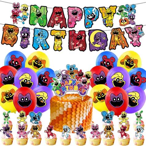 Smiling Critters Happy Birthday Decorationsbannerballoons Cake Topper