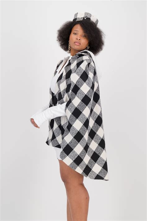 unisex black and white plaid kofia hat - nje