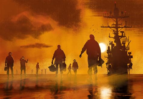 Study: Aircraft Carrier Crew Sunset by Roberto Thot : r/ImaginarySoldiers