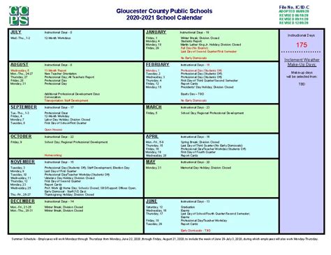 gloucester county public schools calendar  schoolcalendarsnet
