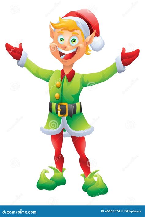 Blonde Christmas Elf Welcome With Open Welcoming Hands Stock Illustration Illustration Of