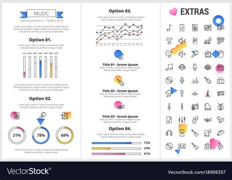 Music Infographic Template Elements And Icons Vector Image