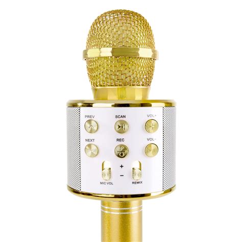 Max KM15G Kids Karaoke Microphone with Lights & Bluetooth, Gold