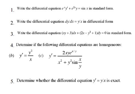 Solved Write The Differential Equation E X Y E 2x Y Sin Chegg