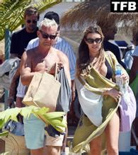 Abbey Clancy Sexy Seen Showing Off Her Enviable Beach Body Wearing A Black Bikini In Portugal