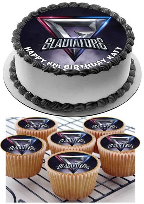 Gladiators UK TV Show Icing Birthday Cake Topper 8 Cupcake Toppers