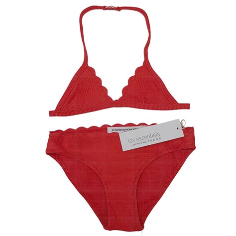 Neuf étiquette maillot de bain ans Monoprix pièces bikini rouge