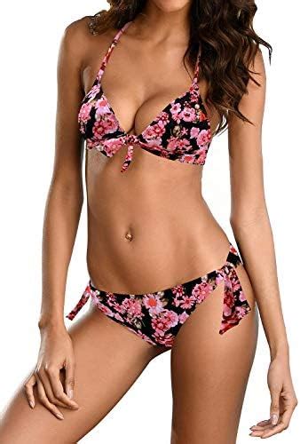 Amazon Upopby Women S Sexy Triangle Halter Bikini Set Push Up Two Piecee Swimsuits Padded