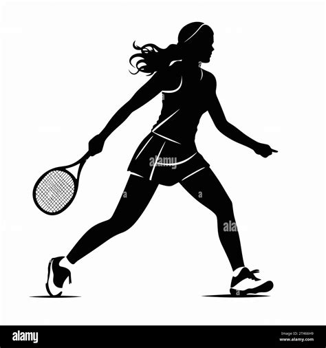 Female Tennis Player Silhouette Female Tennis Player Black Icon On