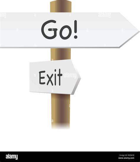 Direction Road Signs Go And Exit Arrows On White Background