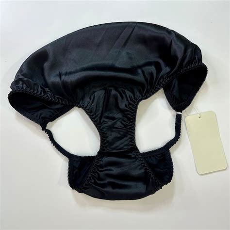 True Vintage Silk Bikini Panties Black Hi Cu Gem