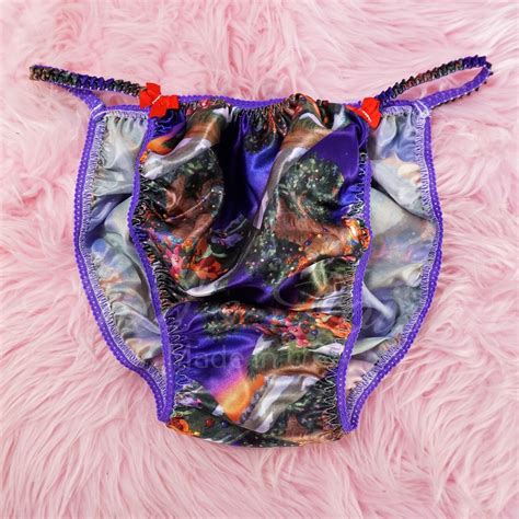 Anias Poison Christmas Cartoon Bear Panties Polyester Silky Soft String Bikini Sissy Mens