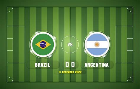 Premium Vector | Brazil vs Argentina 2022 football match with scoreboard and stadium background