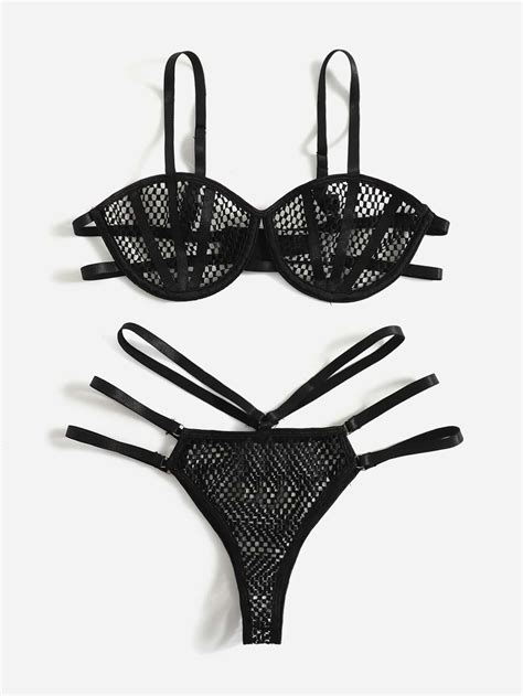 Shein Fishnet Sheer Lingerie Set Shein Usa