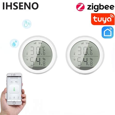 2 шт Tuya ZigBee интеллектуальные датчики температуры и влажности со ...