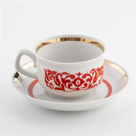 Чайная пара (в подборе) с орнаментальным декором, фарфор ...