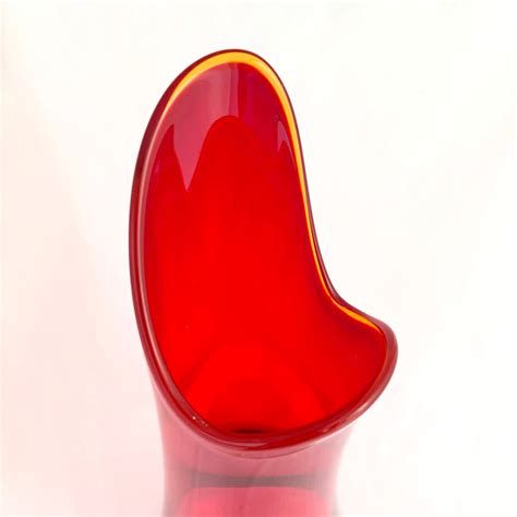 Vintage Mid Century Modern Flame Red Amberina Smooth Bottom Cadmium Re Jack S Daughter Of All