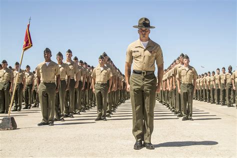 New Marines stand in formation during liberty call at Marine Corps